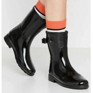NEW HUNTER ORIGINAL REFINED SLIM FIT SHORT GLOSS DUO RAIN BOOTS SIZE 9 $189.